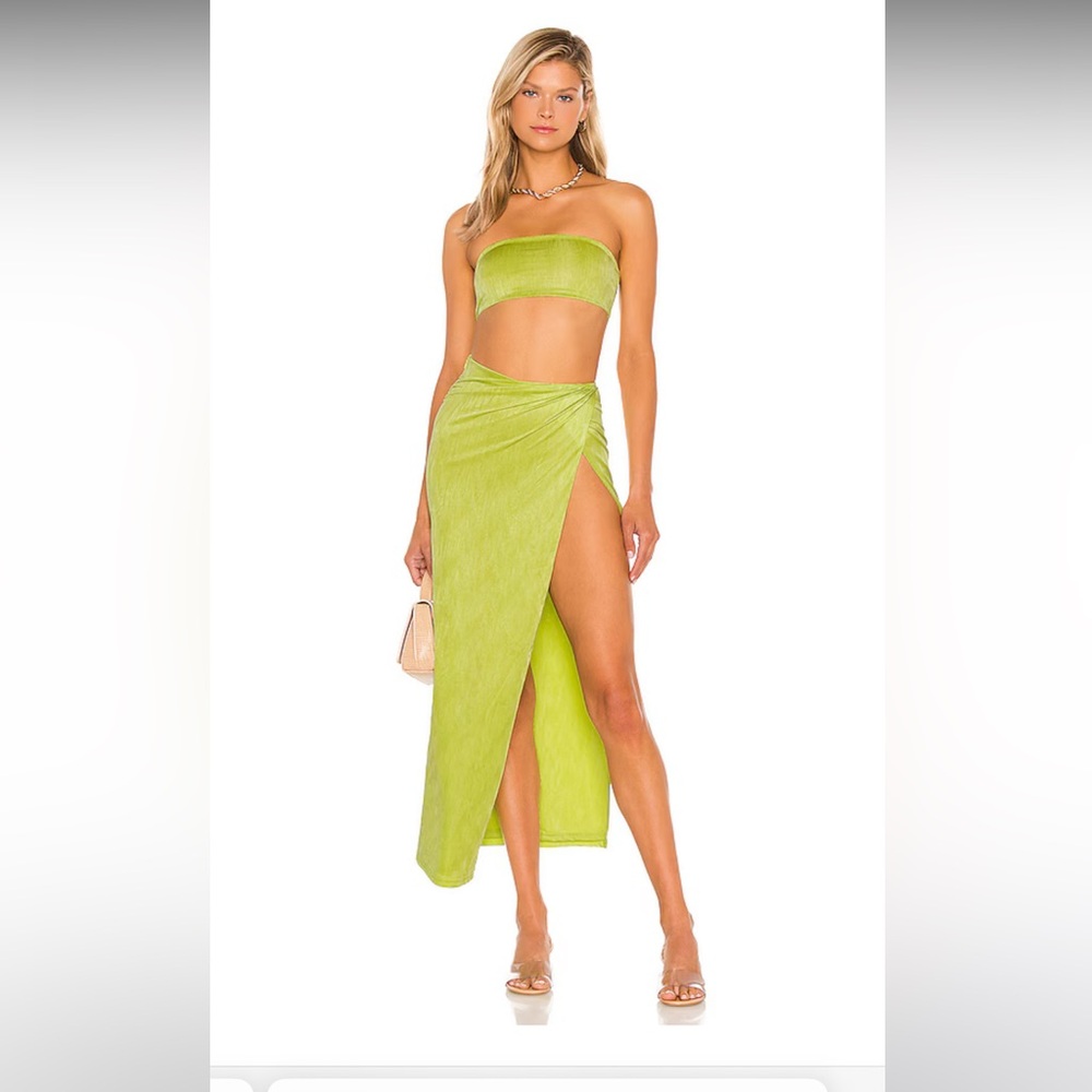 SuperDown Karolyna Maxi Skirt Set in Citron Sz Med